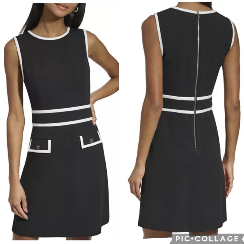 KARL LAGERFELD PARIS Contrast Trim Dress size 8, NWT.